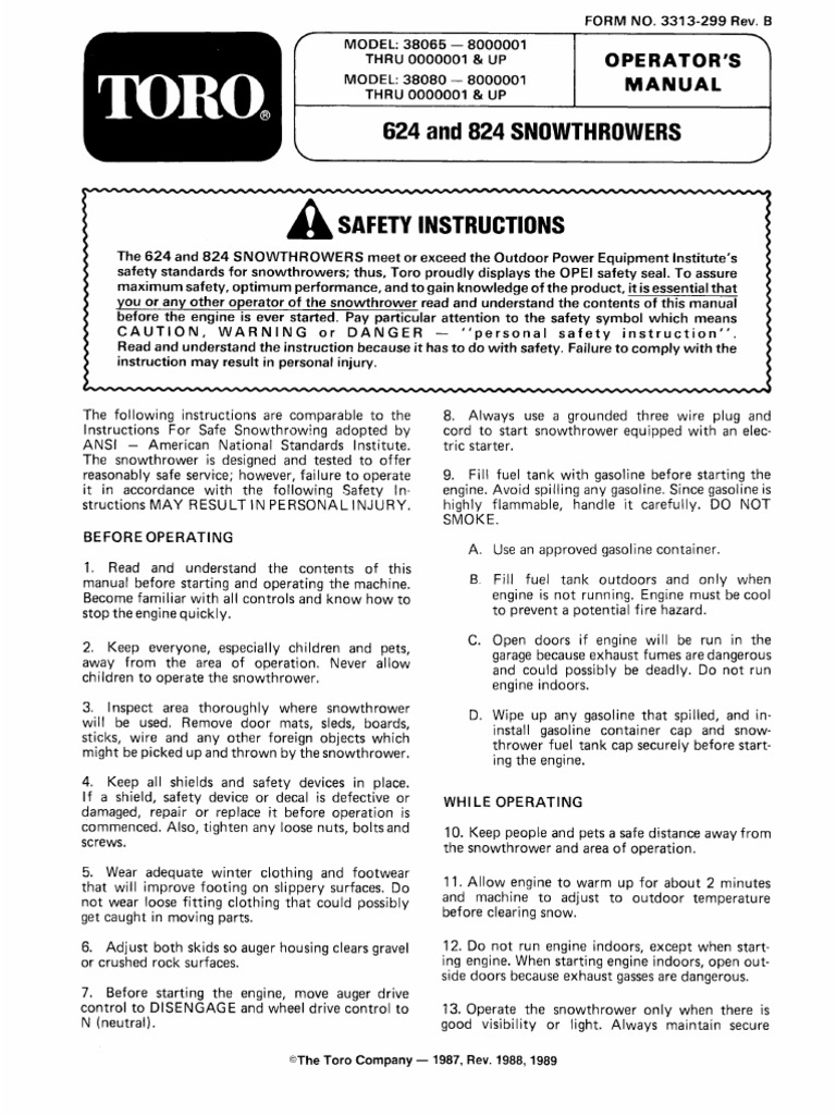 Toro Snowblower Manual