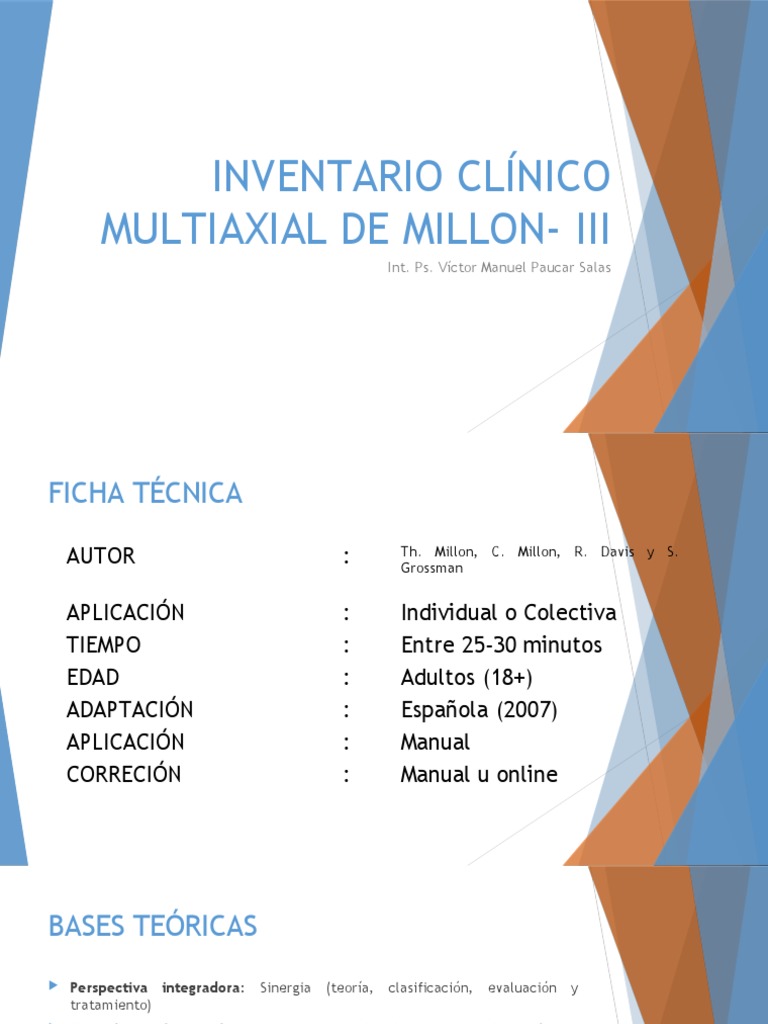 Análisis del Inventario Clínico Multiaxial de MillonIII Una herramienta de evaluación