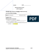 Inductive Grammar Chart (Unit 3, Page 21) GRAMMAR. Be: Questions With Where / Subject Pronoun It