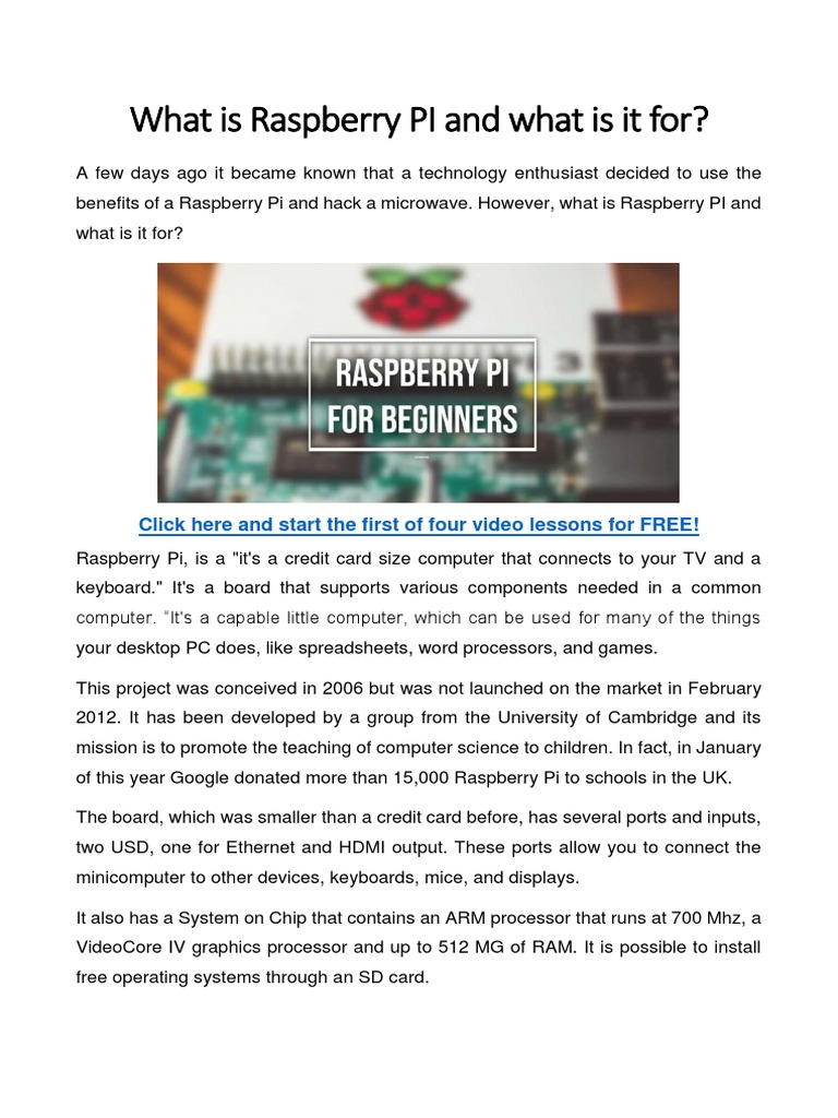 What Is Raspberry PI PDF | PDF image.