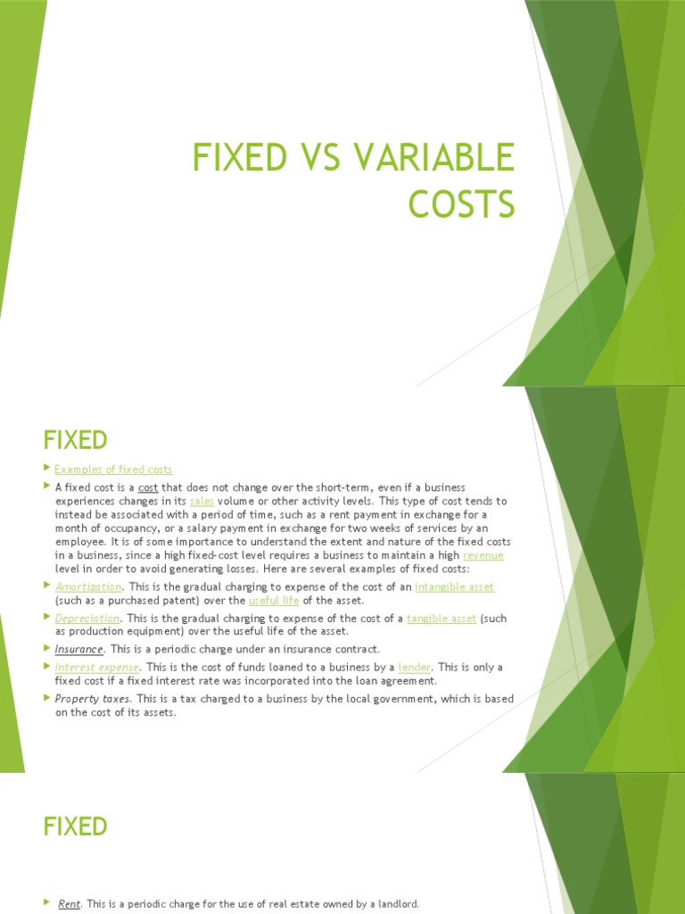 Fixed VS Variable Costs PDF Loans Fee