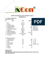 HDPE technical data sheet highlights properties and dimensions