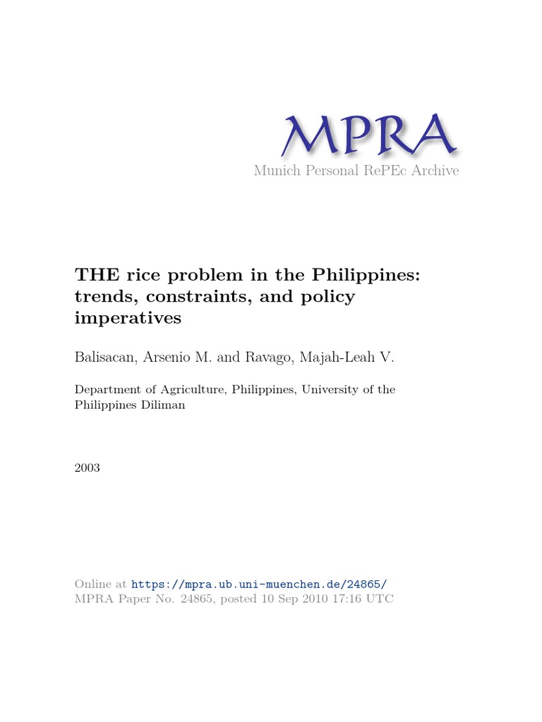 Rice Problem in The Philippines | PDF | Economic Growth | Rice