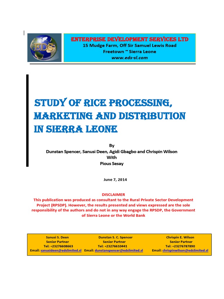 Rice Processing and Marketing in Sierra Leone | PDF | Rice | Retail