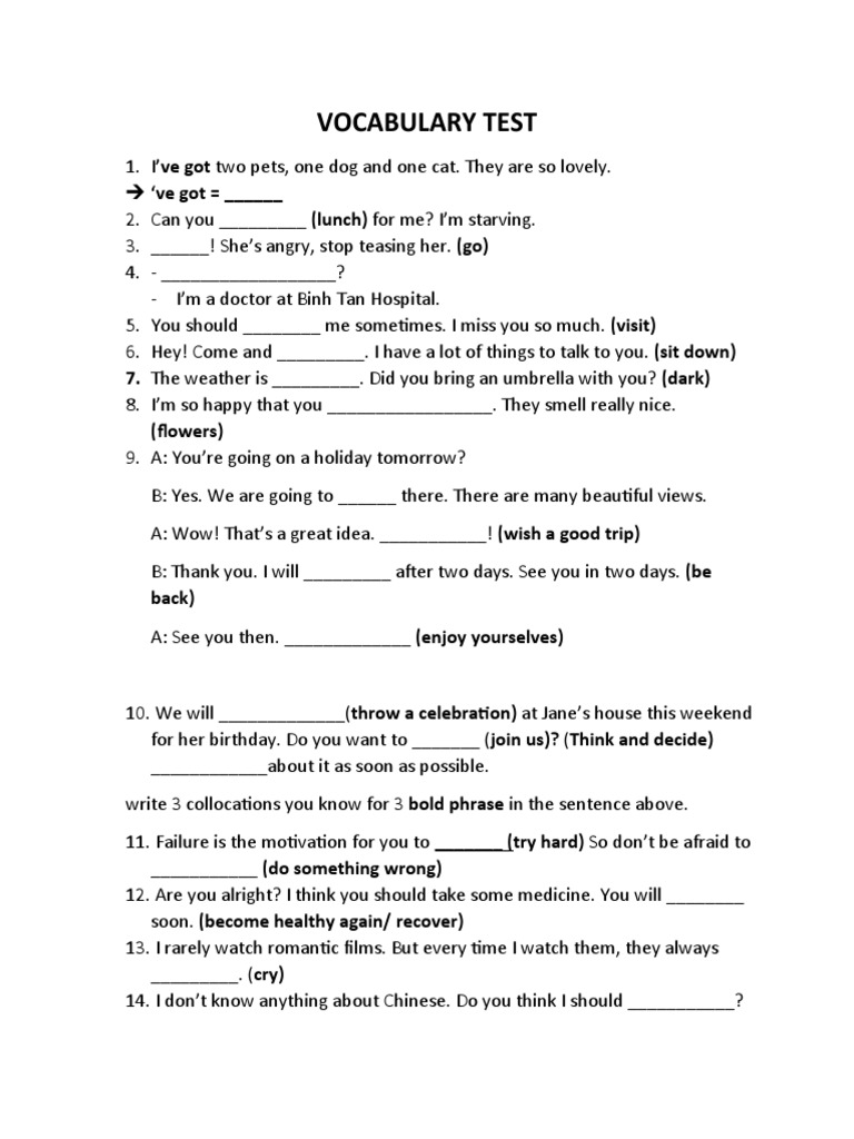 Vocabulary Test 7. The Weather Is Did You Bring An Umbrella With You