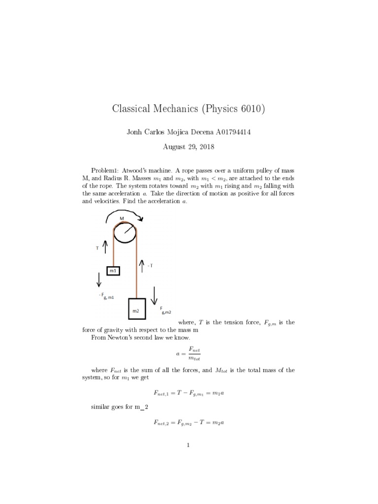 Classical Mechanics HW1 | PDF