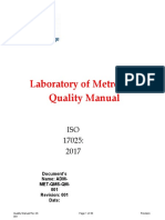 Laboratory of Metrology Quality Manual: Document's Name: ADM-Met-Qms-Qm - 001 Revision: 001 Date