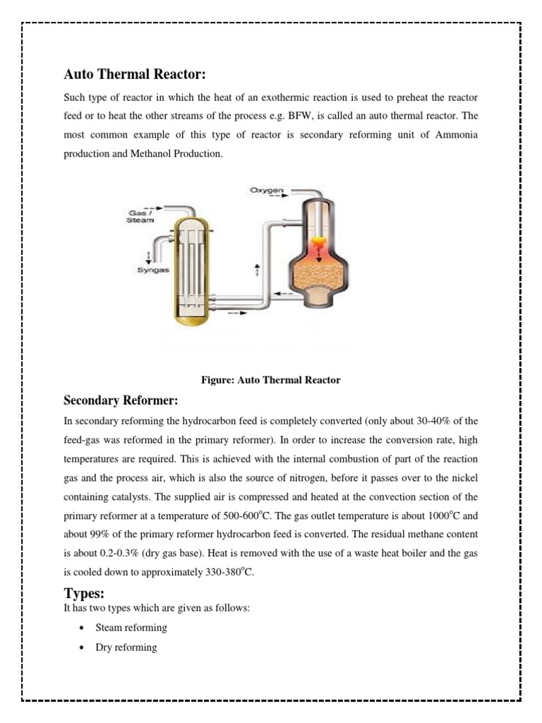 Auto Thermal Reactor:: Secondary Reformer | PDF | Chemical Industry ...