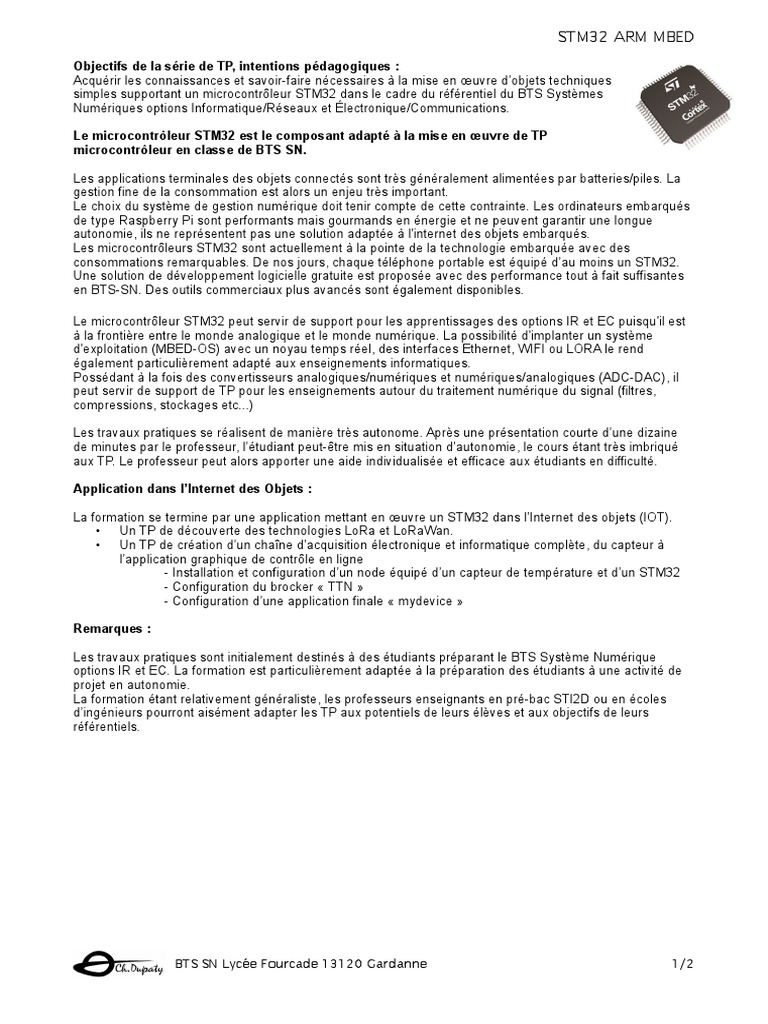 Presentation TP stm32 | PDF | Application | Informatique