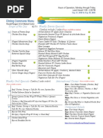 Dining Commons Menu: Soups of The Day Weekly Entrée Specials