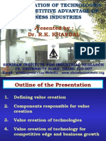 Presented By: Dr. R.K. Khandal: Value Creation of Technologies For Competitive Advantage of Business Industries