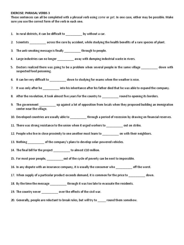 Phrasal Verbs Exercise 3 Pdf