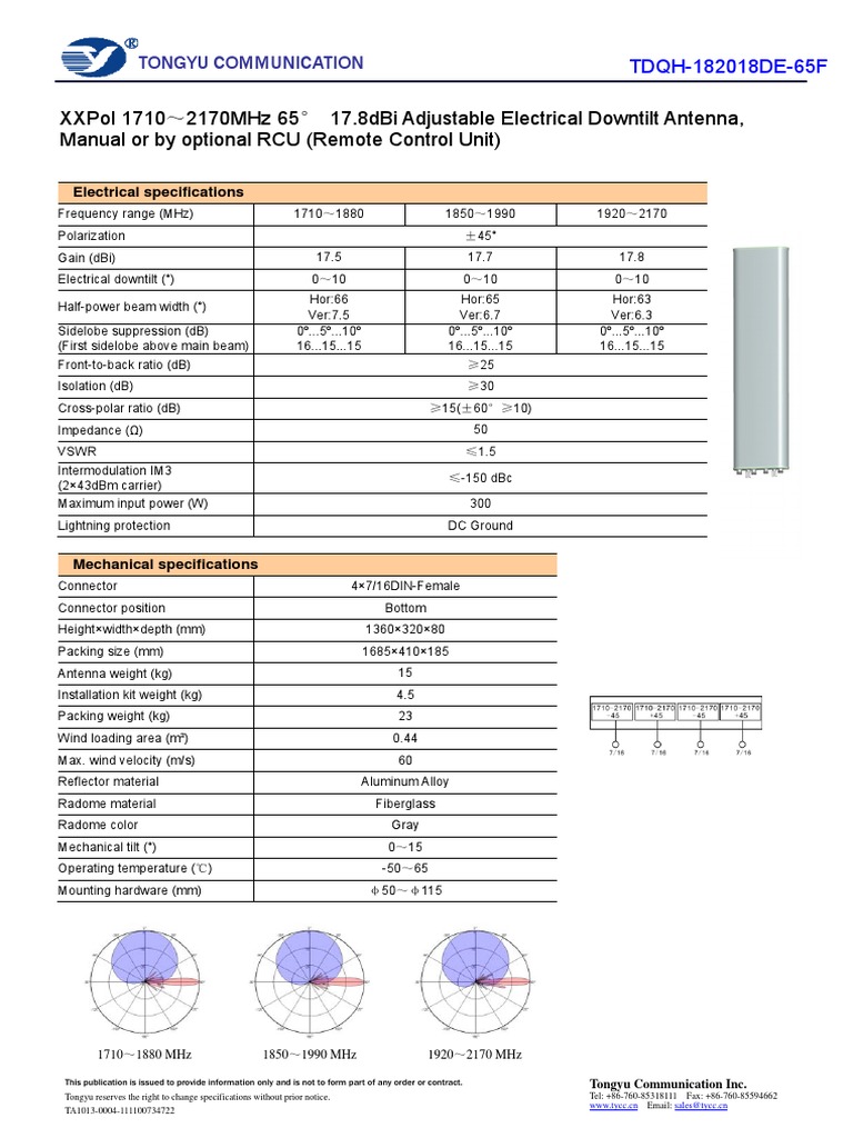 Tdqh 1018de 65f Antenna Radio Decibel