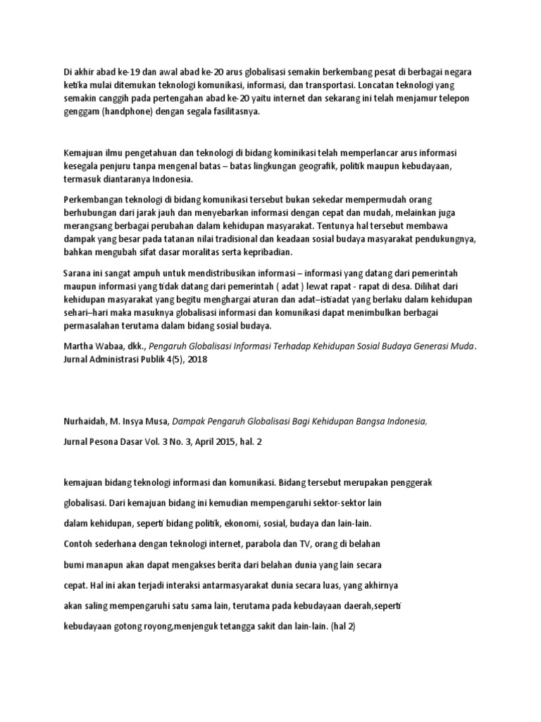 Artikel Dampak Sosial Budaya Arus Informasi Global Pdf