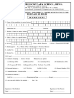 Registration Blank Form Class-11 (2020-21) - Science PDF
