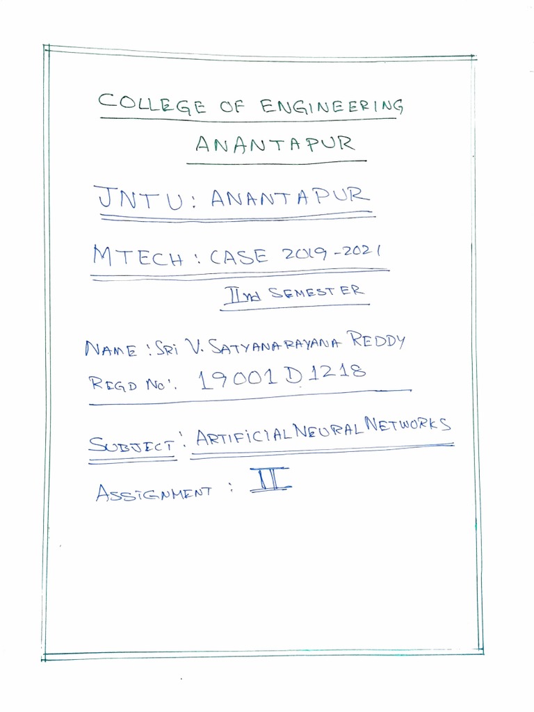 Ann Assignment Ii
