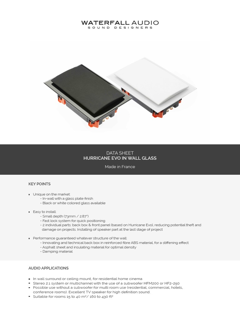 Hurricane Evo In-Wall Glass Speaker | PDF | Loudspeaker | Sound