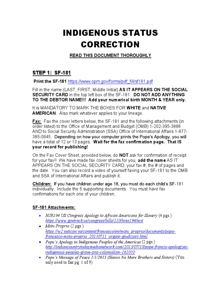Indigenous Status Correction Process | PDF | Registered Mail | Voter ...