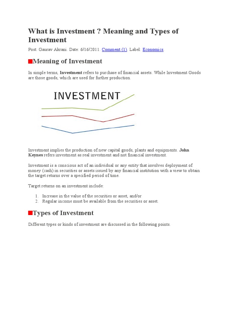 WHAT IS INVESTMENT SIMPLE DEFINITION intelligence overview