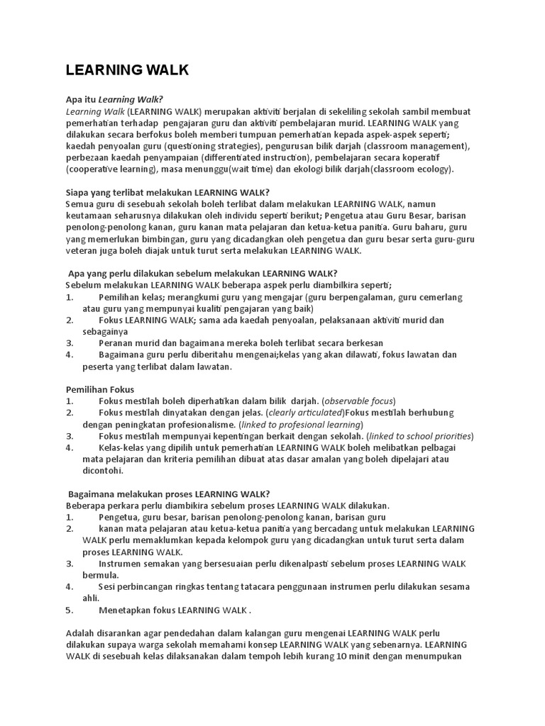 Learning Walk | PDF