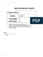 Customer Approval Sheet: Company Name Model Customer Approved