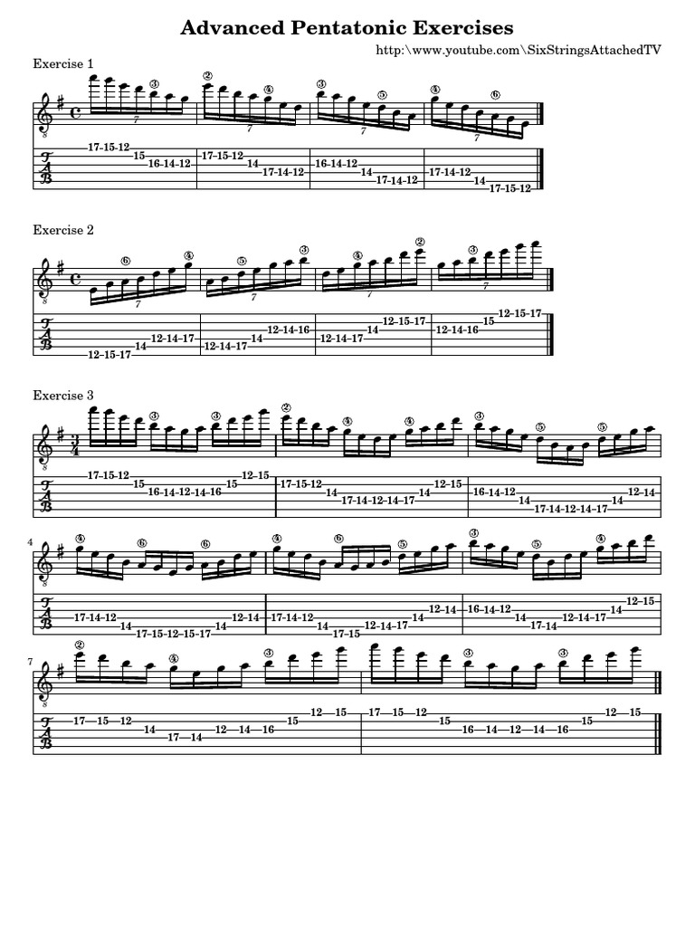 Advanced Pentatonic Exercises Exercise 1 5 3 6 4 3 4 2 PDF