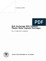 Bolt Anchorage With Gypsum-Plaster Water Capsule Cartridges