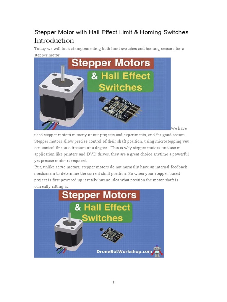 Stepper Motor With Hall Effect Limit PDF Electric Motor Switch