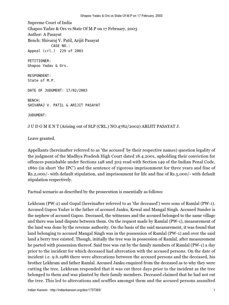 Ghapoo Yadav & Ors Vs State of M.P | PDF | Legal Procedure | Government