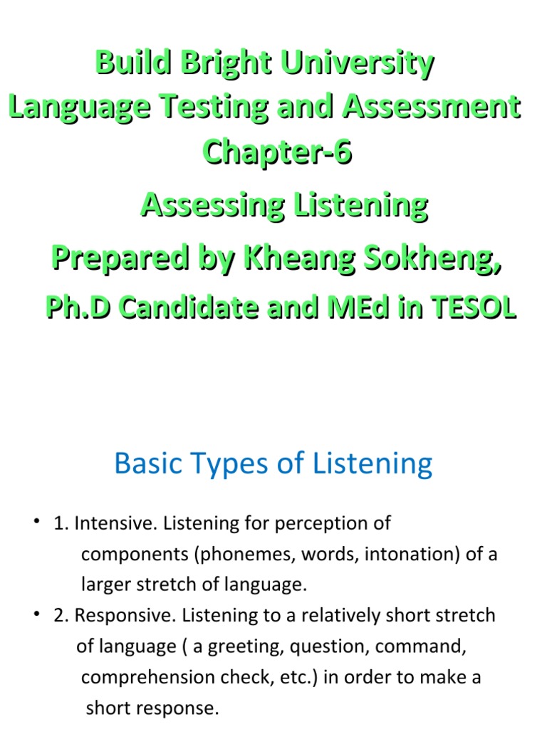TSLB3063 - Assessing Listening | PDF | Reading Comprehension | Top Down ...