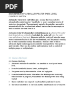 Chapter Four Description of Automatic Water Tank Level Control System