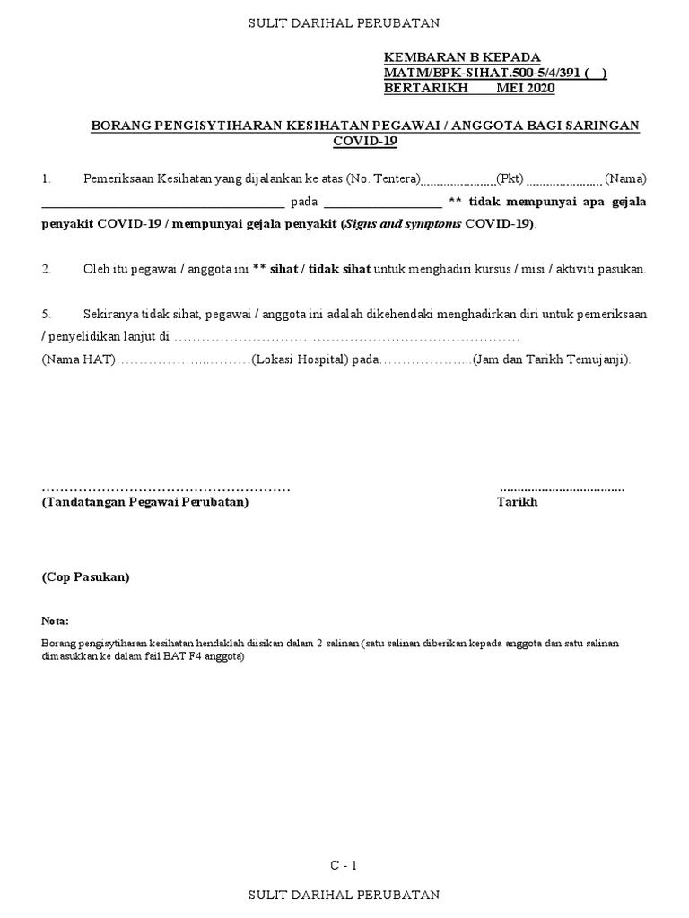 Borang Pengisytiharan Covid 19 Pdf