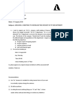 To: Chief Financial Officer From: Mr. Aslam, Manager Date: 19 August, 2020 Subject: Arrange A Meeting To Increase The Budget of It Department