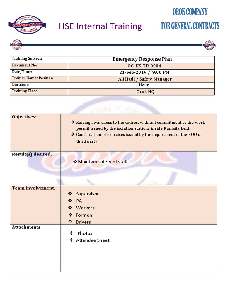 Emergency Response Training Overview | PDF