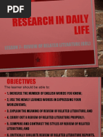 Research in Daily Life: Lesson 7 - Review of Related Literature (RRL)