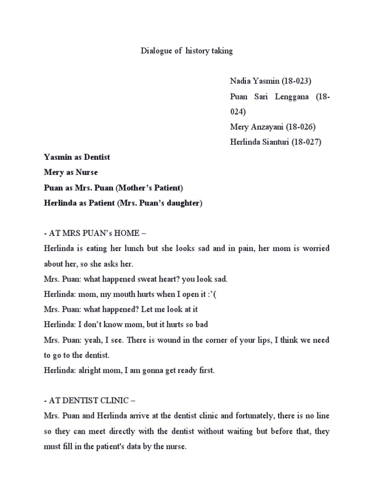 Dialogue of History Taking | PDF | Face | Epidemiology