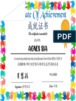 Certificate of Achievement: Agnes Sia
