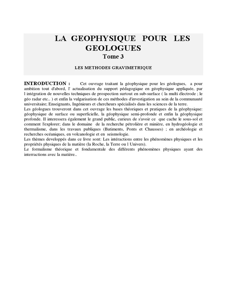 Geophysique Tome 3 PDF | PDF | Masse | Accélération
