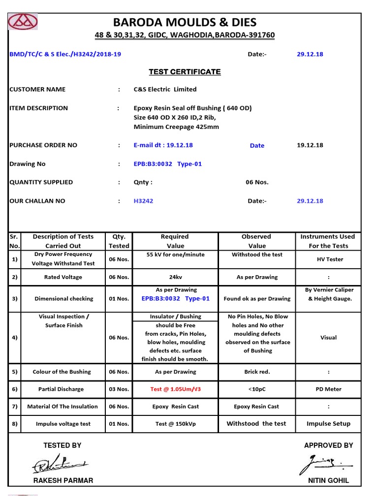Challan No. H3242 PDF Insulator (Electricity) Electric Power