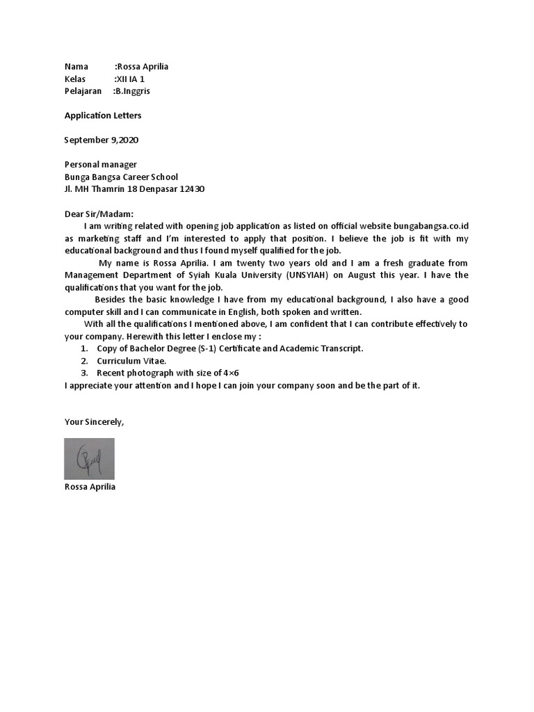 Application Letters | PDF