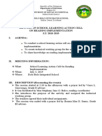 Minutes On School Learning Action Cell On Reading Implementation S.Y 2018-2019 I. Agenda