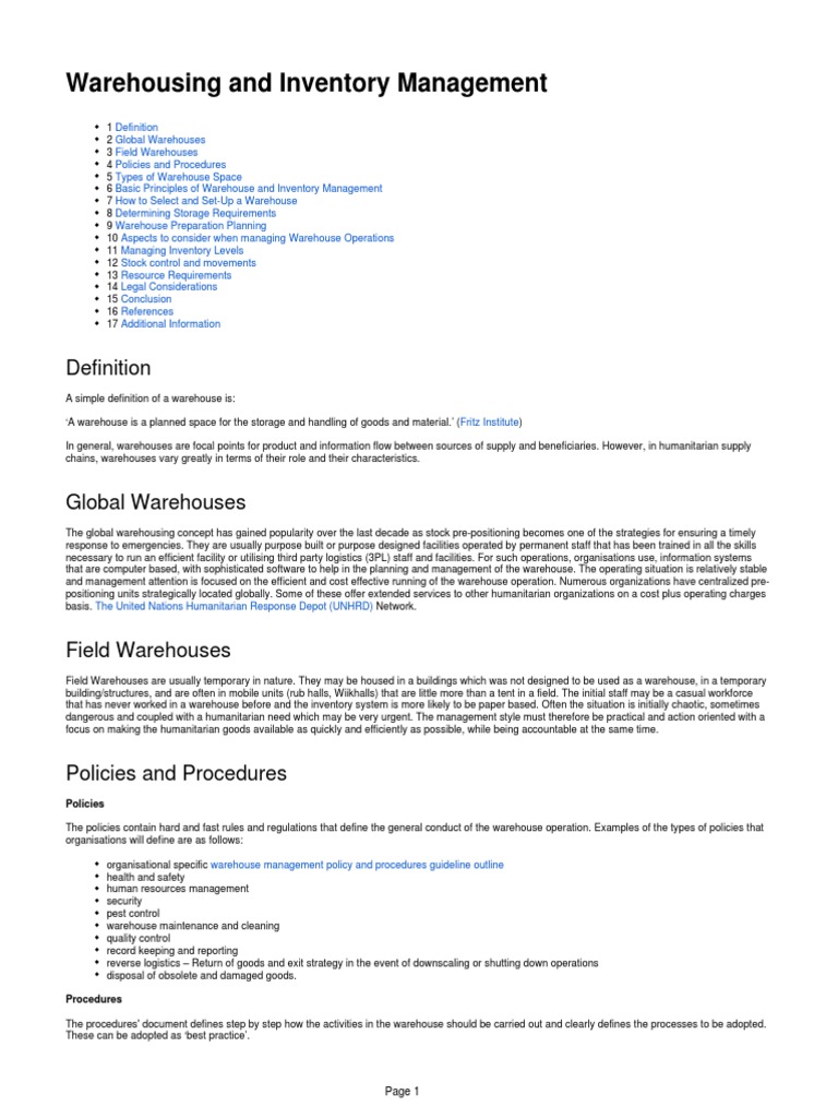 Warehouse Inventory Management Essentials | PDF | Warehouse | Inventory