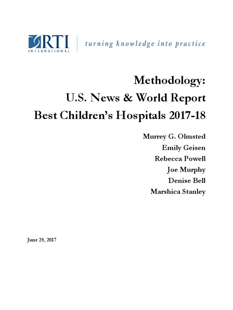 Methodology US News and World Reports Best Children's Hospitals 2017