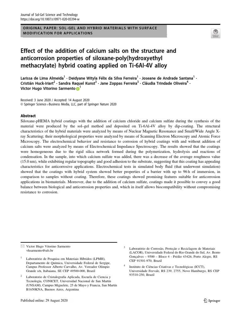 2020 - Effect of The Addition of Calcium Salts On The Structure and ...