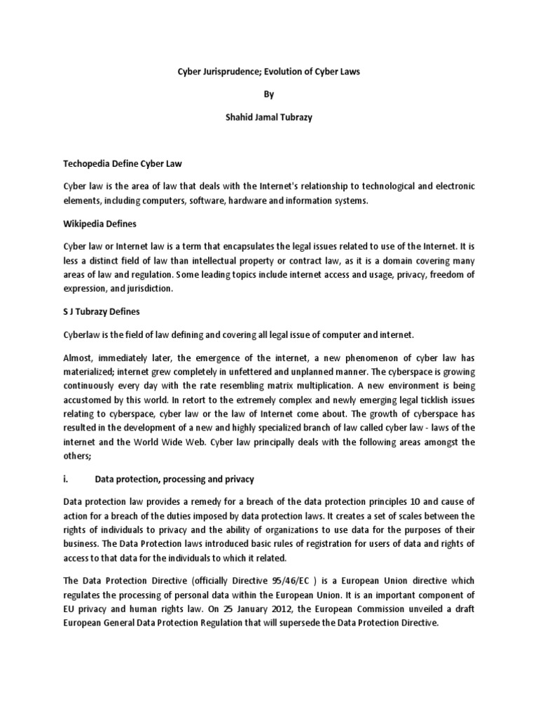 Cyber Jurisprudence Evolution of Cyber L | PDF | E Commerce ...