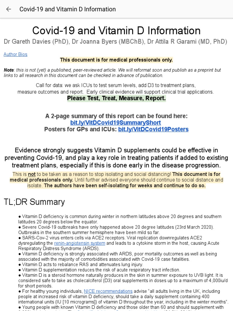 Covid-19 and Vitamin D Information-2 | PDF | T Helper Cell | Vitamin D