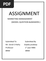 ASSIGNMENT (Marketng) - GOPIKA P