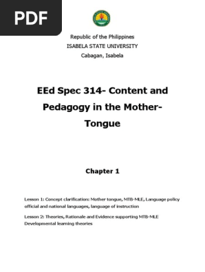 Content and Pedagogy in The Mother-Tongue Chapter 1  PDF  Schema 