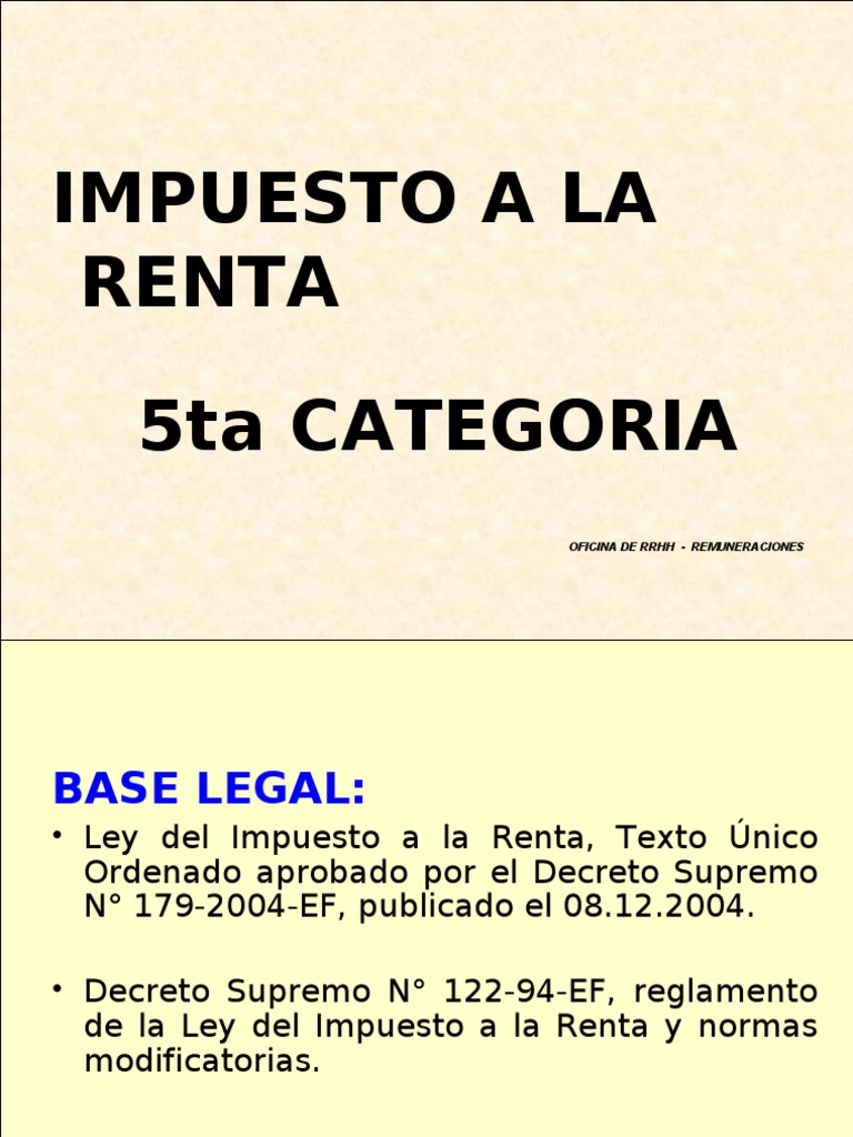 Impuesto a la Renta 5ta Categoría | PDF | Salario | Impuesto sobre la renta