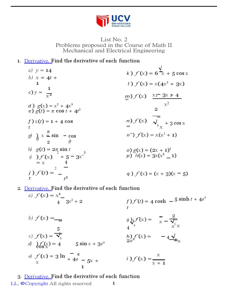 Ii Ing Mec Matematica Ii List 02 Pdf Functions And Mappings Special Functions